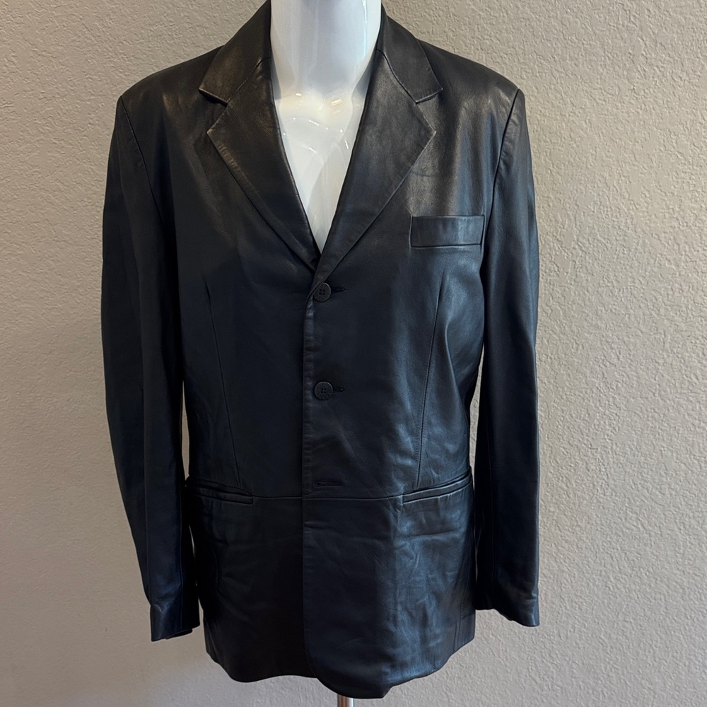 Ted Baker London‎ Blue Leather Jacket - Picture 2 of 9